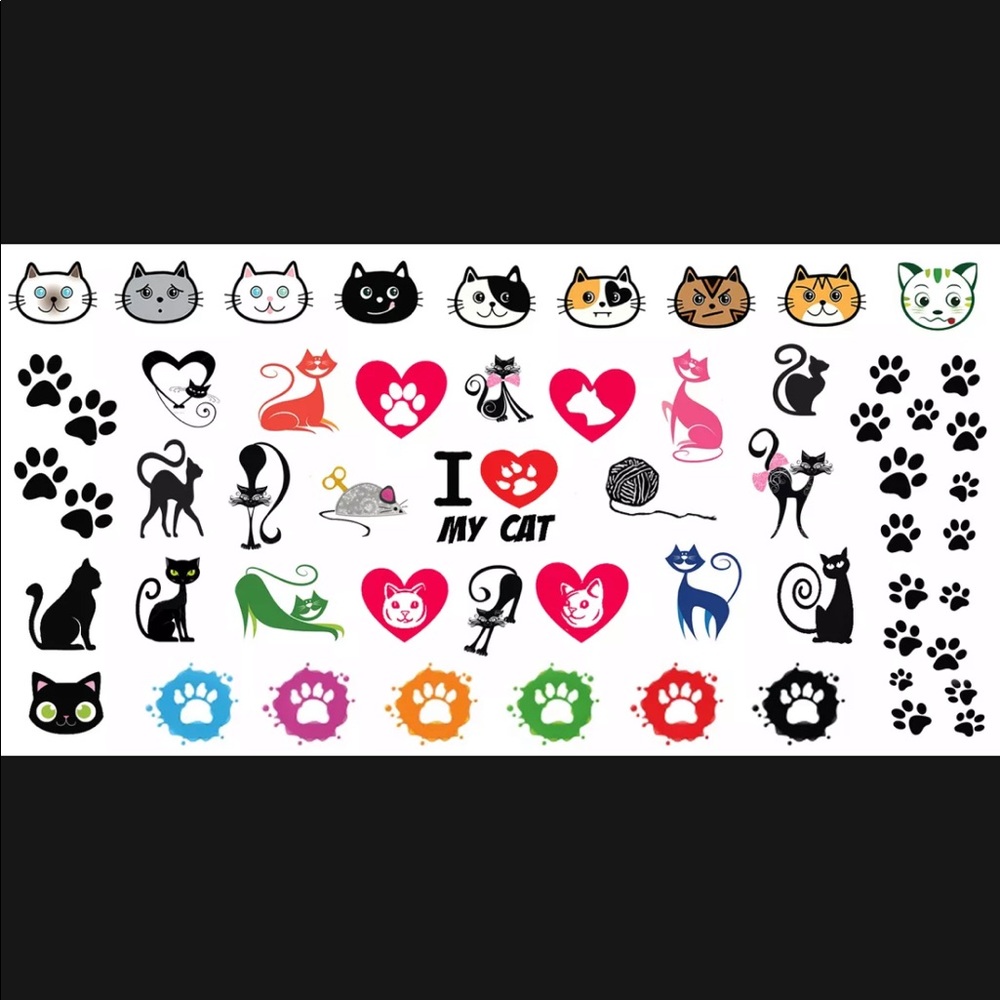 💖HP 8/8🥳 💌BO/GO$6 I Love My Cat Transfer Nail Decals - Picture 2 of 3